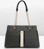 Guess-Printed Structured Shoulder Bag